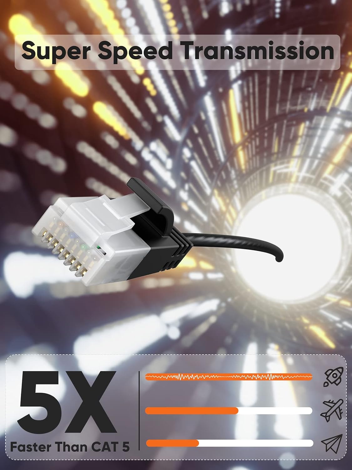 Cat6a 2.8mm, 10G Box,PS5;1.6FT/0.5M CableCreation Ultra Slim Ethernet Short Cable OD Left Angle LAN Super Light Cord