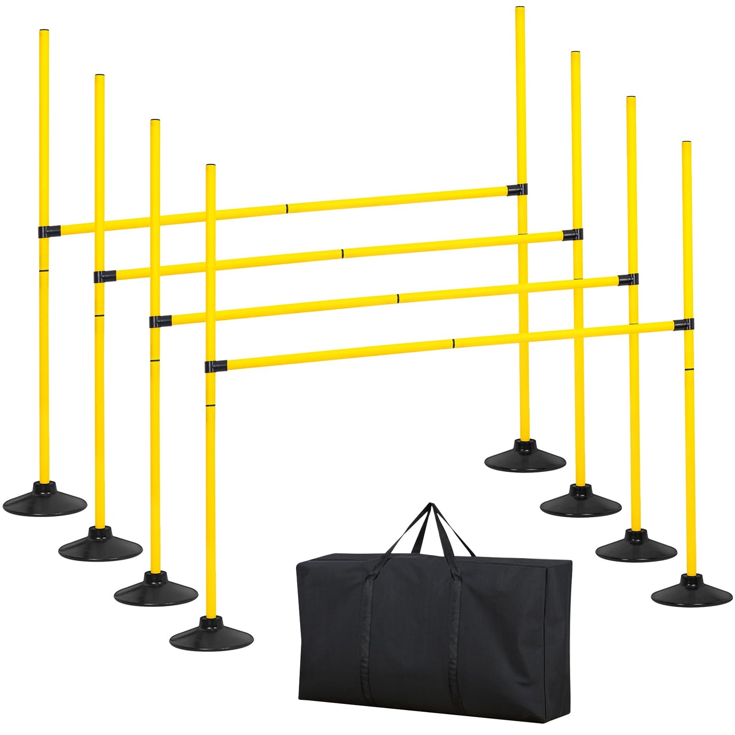 GOSR 4FT Agility Hurdles 4PCS, Adjustable Sports Speed Hurdles with Rubber Base, Agility Poles for Soccer Football Track & Field, Agility Training Equipment for Kids Athletes Physical Therapy