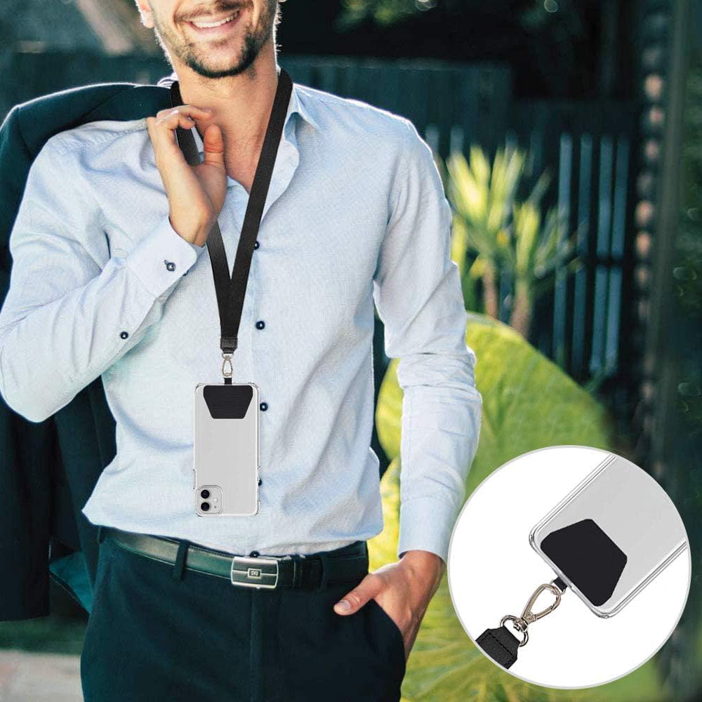 4 Pack x4) COCASES Phone Tether Tab, Phone Strap Replacement Part for Cell Phone, Safety Lanyard Patch (Black