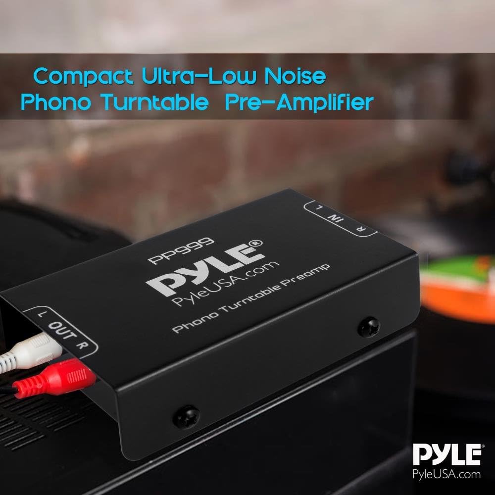 12 PP999 Pyle Phono Turntable Preamp - Mini Electronic Audio Stereo Phonograph Preamplifier with RCA Input, RCA Output
