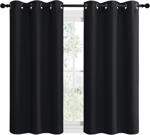 NICETOWN Blackout Curtains - Thermal Insulated Grommet Drapes for Cafe | Set of 2, 42"x48", Black