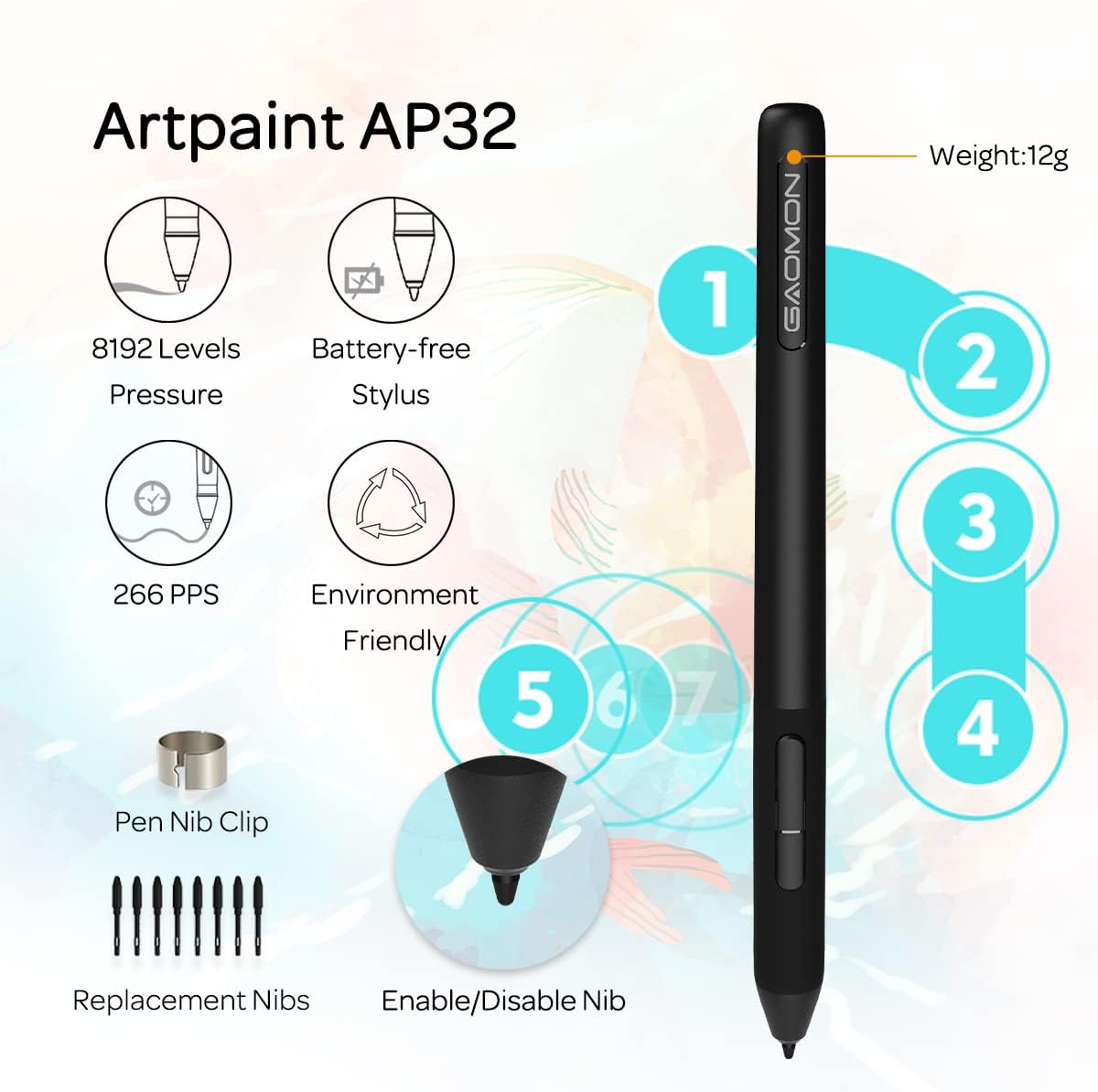 GAOMON S620 6.5 4 Inch 8192 4 Drawing Tablet x Graphics Tablet with Passive Pen Customizable ExpressKeys for Digital
