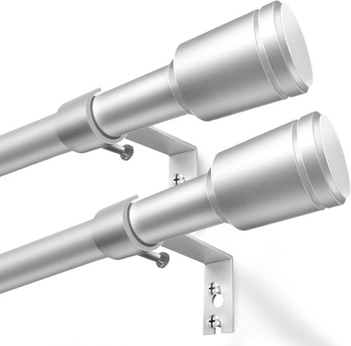 Adjustable Silver Curtain Rods by [Brand Name] - 30-120 Inch, Perfect for 30-114 Inch Windows | 2 Pack