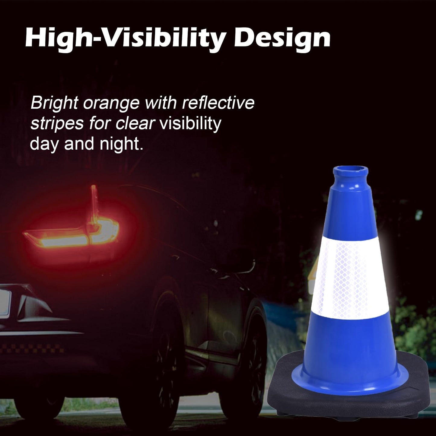 OranclUS 8 Pack 12 Inch Blue Safety Cones Durable with Black Base, Driveway Markers, Skating Practice, Pet Agility Training, Parking Lot Use (8, Blue, 12 Inch)