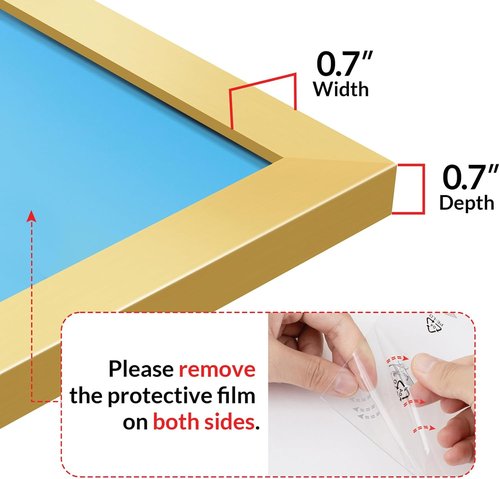 LaVie Home 20x24 Gold Picture Frame - HD Plexiglass Wall Display for Vertical/Horizontal Use