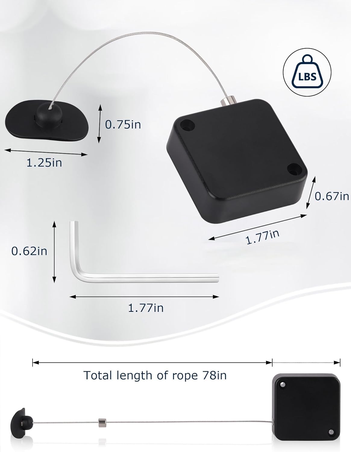 MERDTTES 6.5 (2 Ft Retractable Remote Control Tether Locks, Security Lanyard Lock with Adjustable Leash Length Clasp