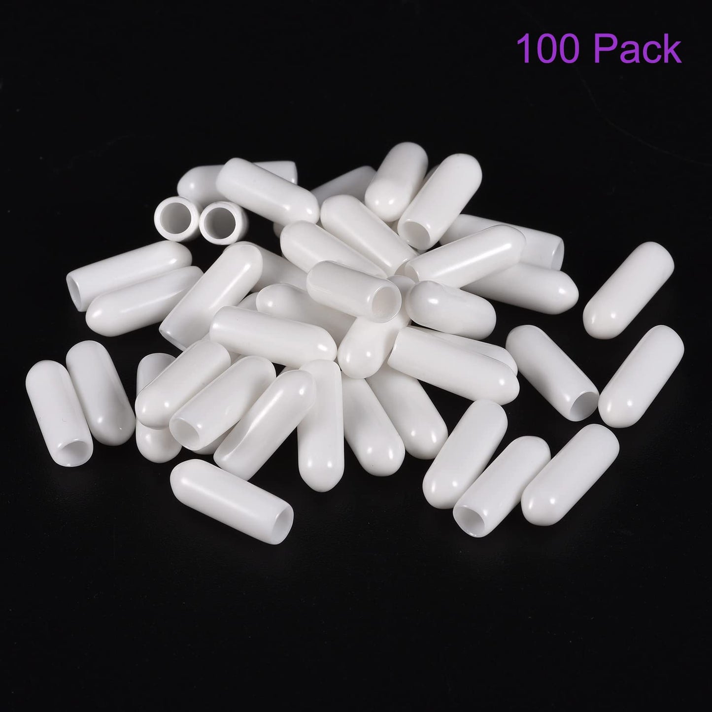 DMiotech 100 Pack 1/8" ID White Screw Thread Protectors Rubber End Caps Bolt Covers for Screw Bolt Furniture Pipe