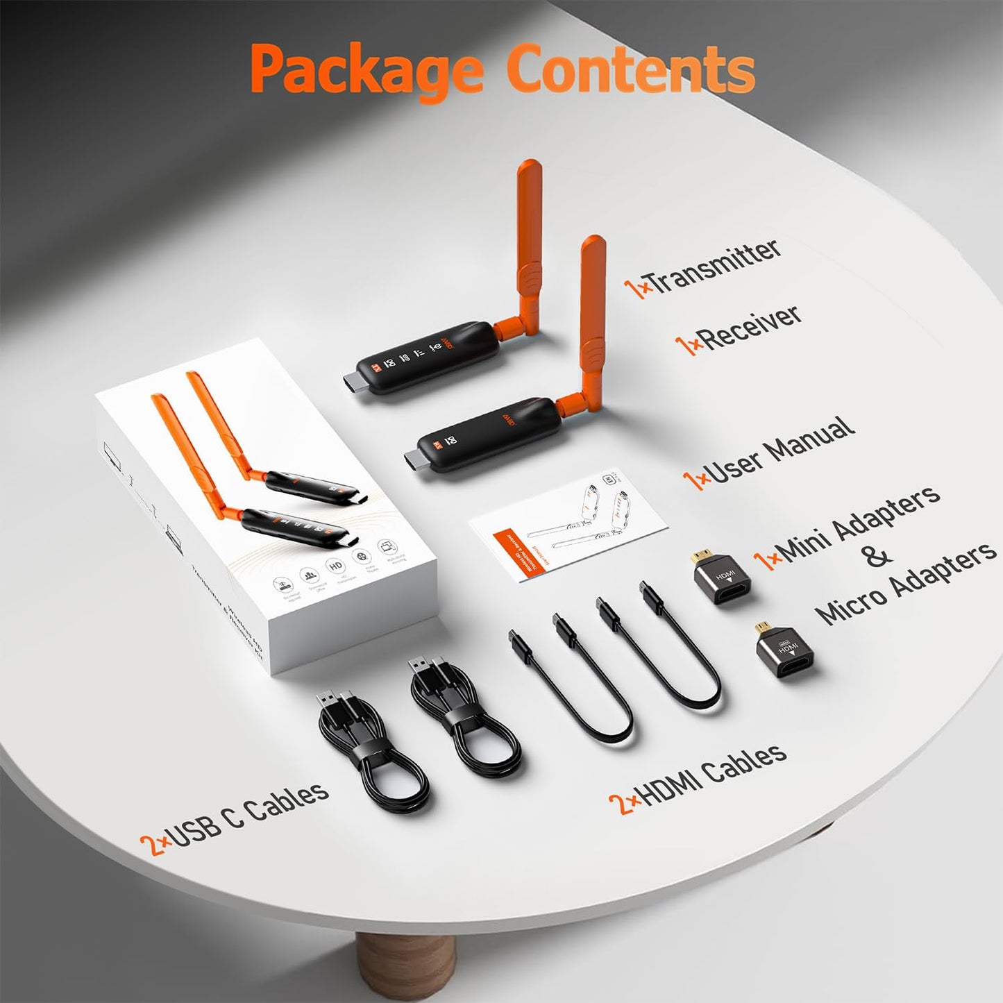 Wireless HDMI Transmitter and Receiver, Gechtech 656FT/200M Long Range, 5.8G, 4K Decode 1080P HD Output, Stable HDMI Extender for PC Laptop Camera Cable Box to Multiple TVs Monitors Projectors