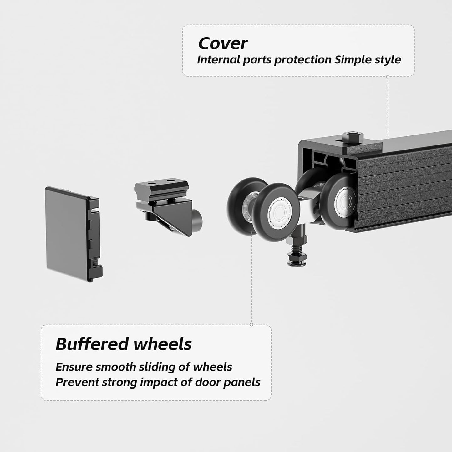 CCJH 6.6FT/79'' Box Rail Sliding Barn Door Hardware Kit Aluminium Alloy Wall Mount, Smooth and Heavy Duty for Single Door