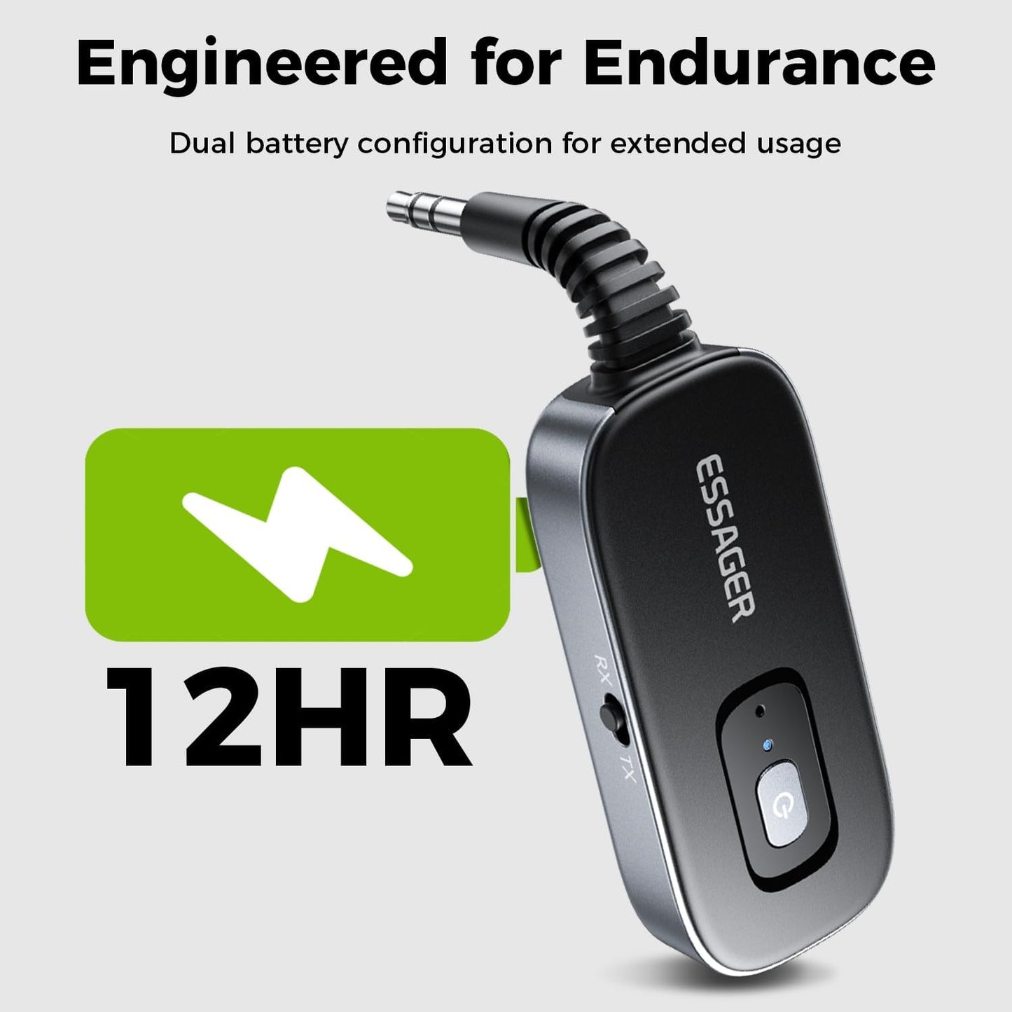 ESSAGER 3.5mm Bluetooth Car Adapter,Noise Cancelling AUX Bluetooth Receiver for Car,Wireless Audio Receiver Transmitter