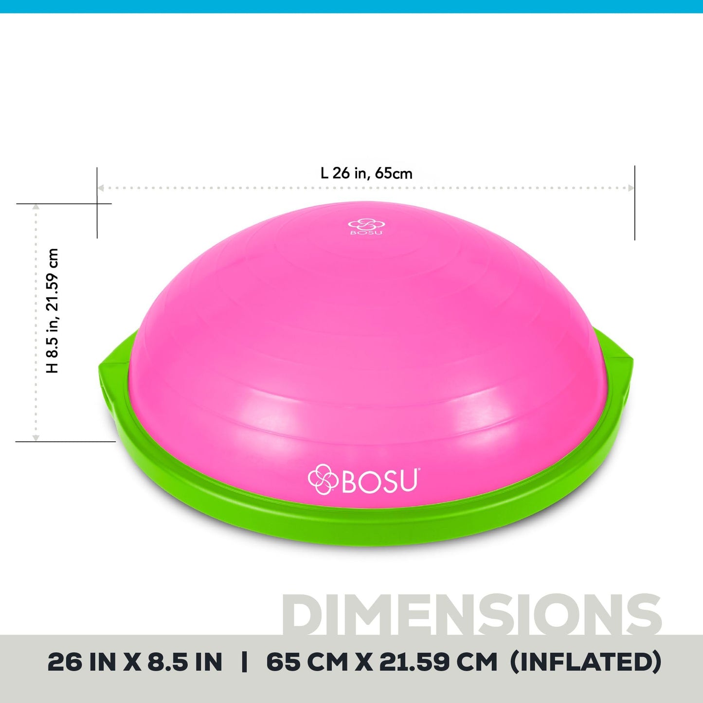 Bosu 72-10850 Home Gym Equipment The Original Balance Trainer 65 cm Diameter, Pink and Lime Green