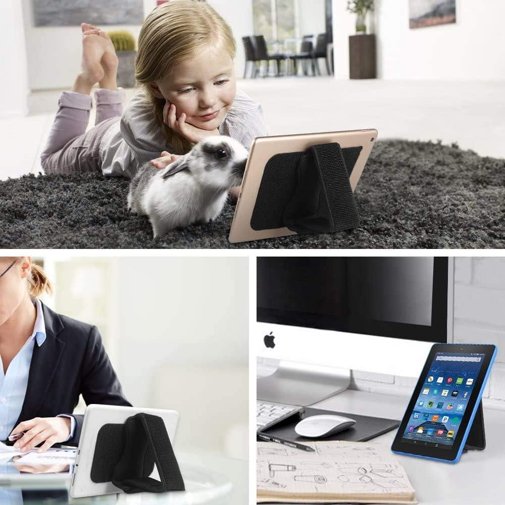 FINTIE 7-11" Universal Tablet Hand Strap Holder - [Dual Stand Supports] Detachable Padded Hook & Loop Fastening Handle