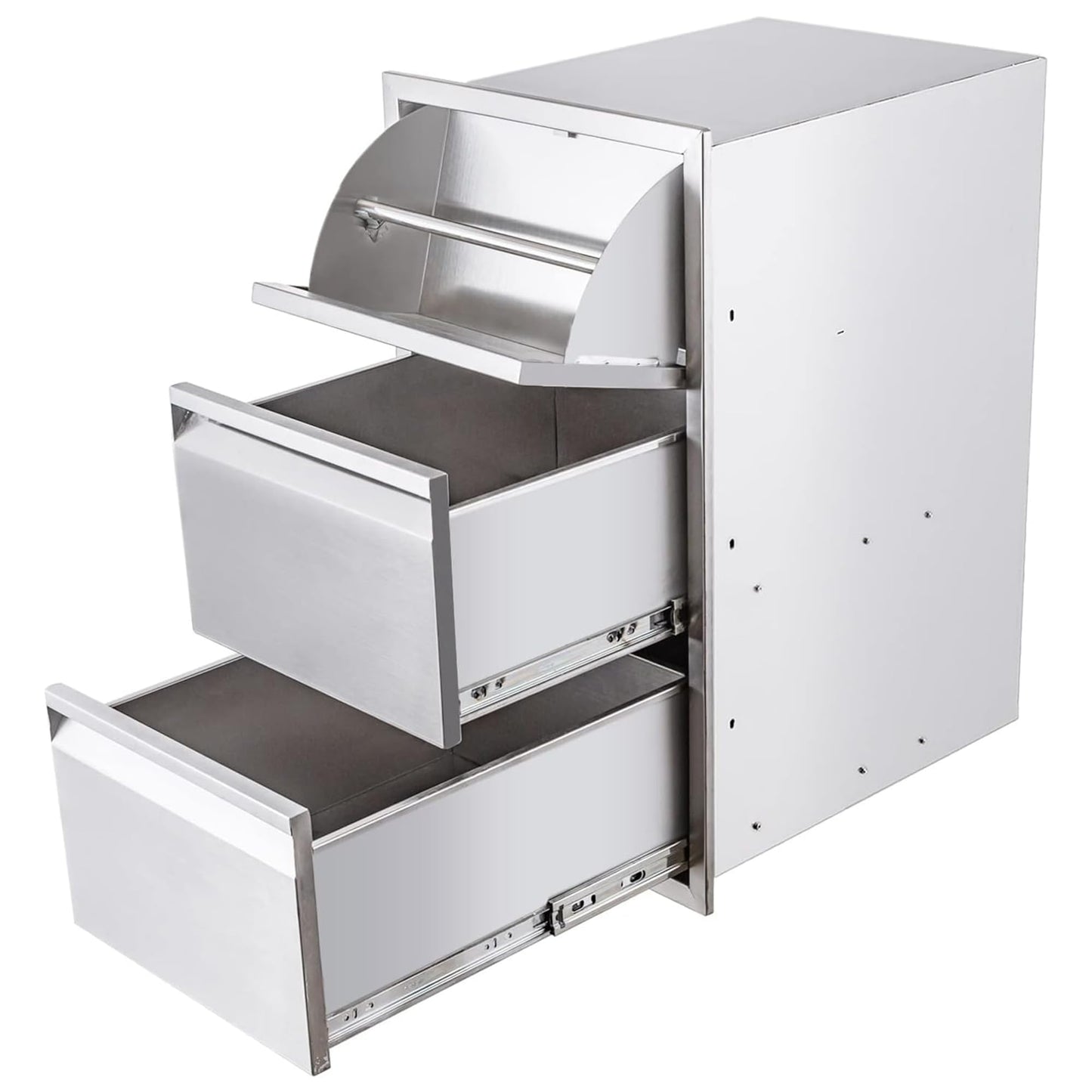 ROREP Outdoor Kitchen Drawers, 17" W x 30" H x 21" D Outdoor Kitchen Drawers Stainless Steel, Flush Mount Access 3 Drawer for Outdoor Kitchen Island