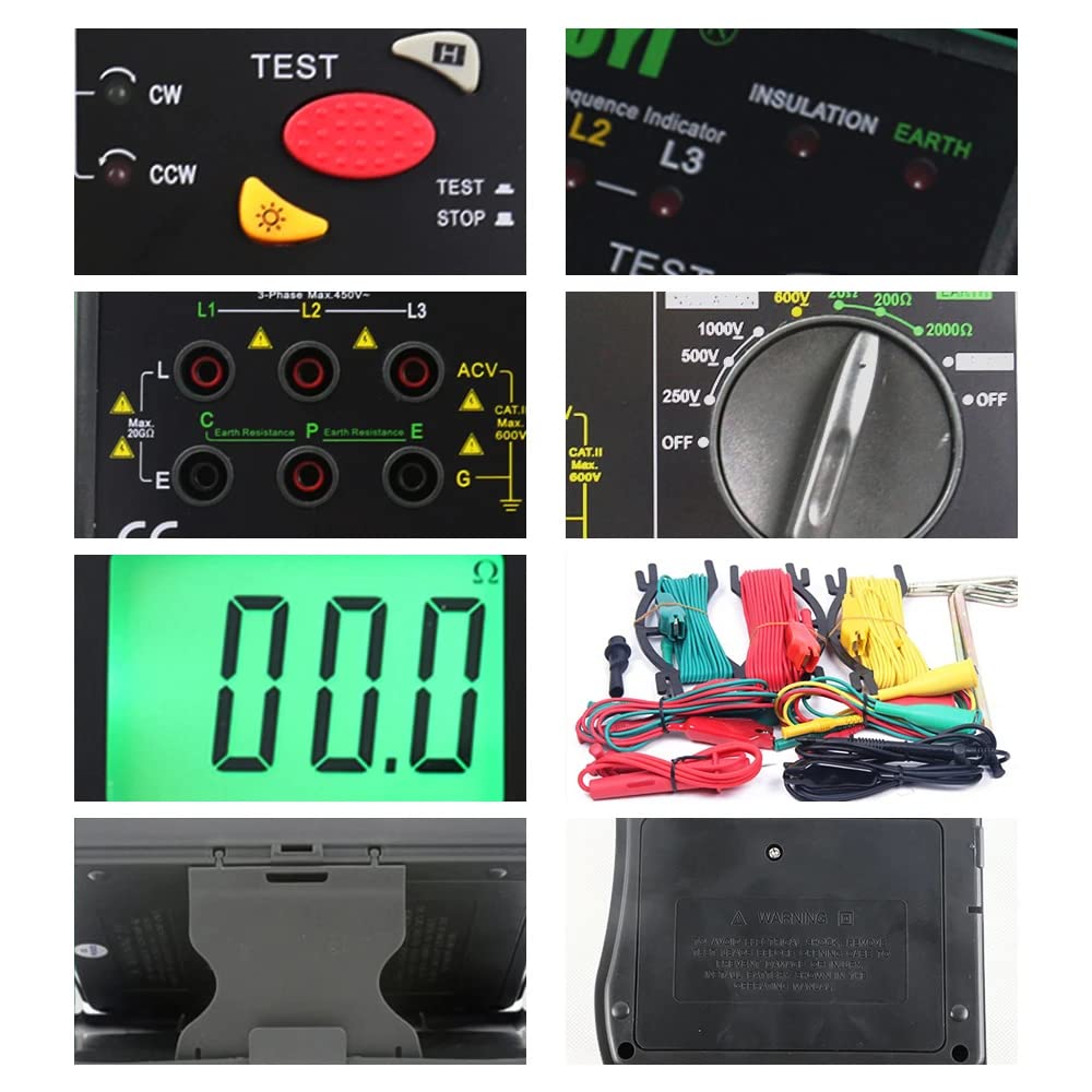 HOJILA DY5500 4 in1 Multimeter Earth Ground Resistance Tester Meter Insulation Tester Voltmeter Phase Indicator
