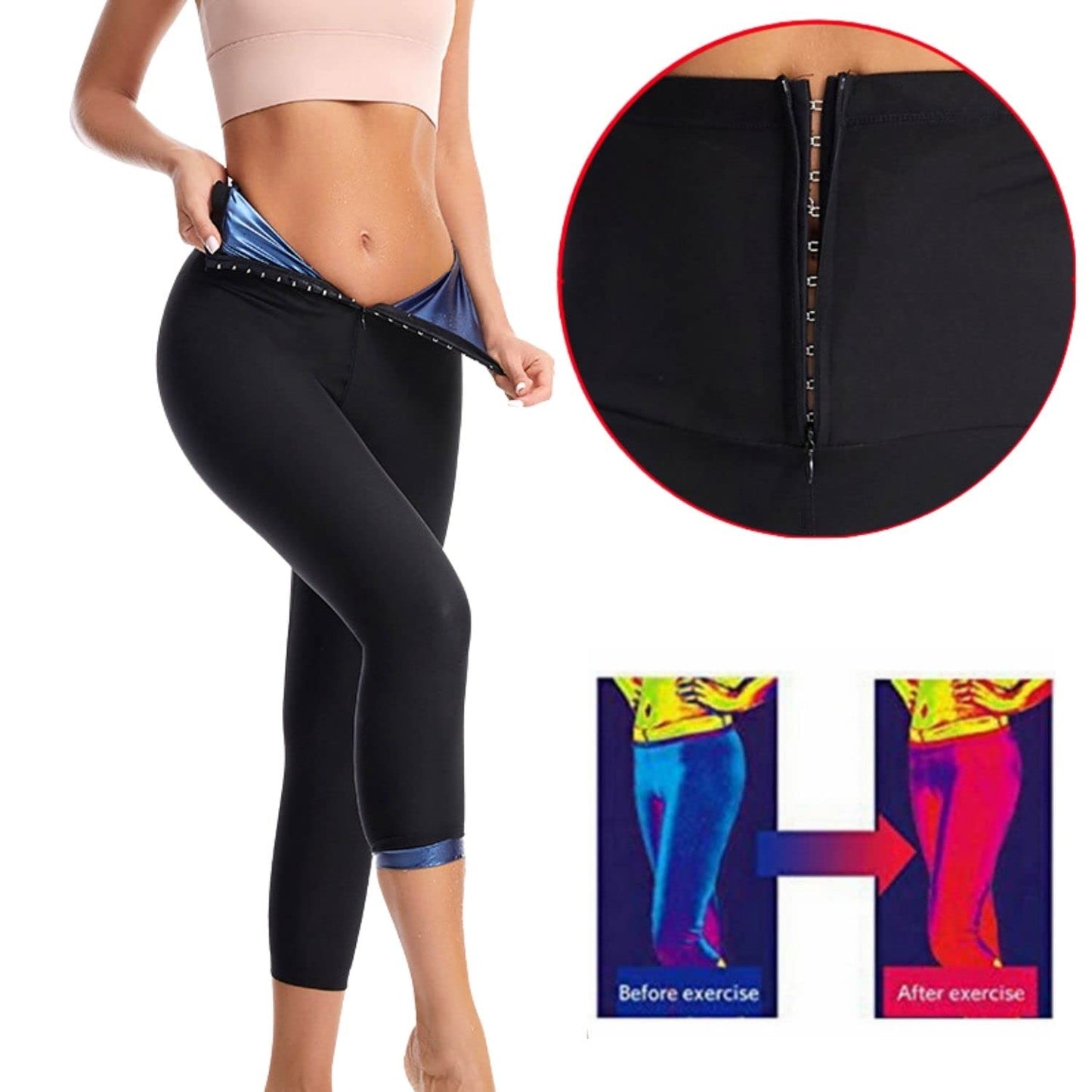 Nano Hertz Sauna Sweat Shapewear Leggings Pants Boxing Workout Suit Waist Trainer Shaper Sweatsuit Exercise Fitness Gym Women