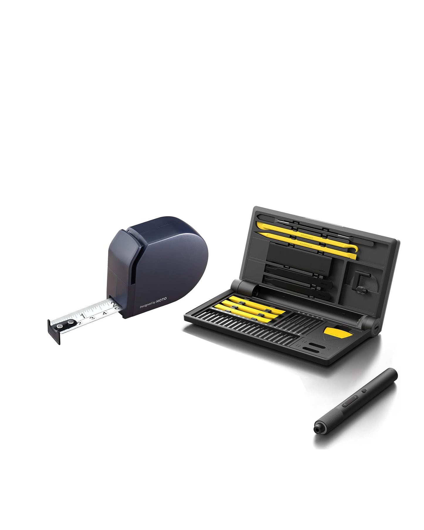HOTO Self Lock Tape Measure Bundle with Electric Precision Screwdriver Kit Pro