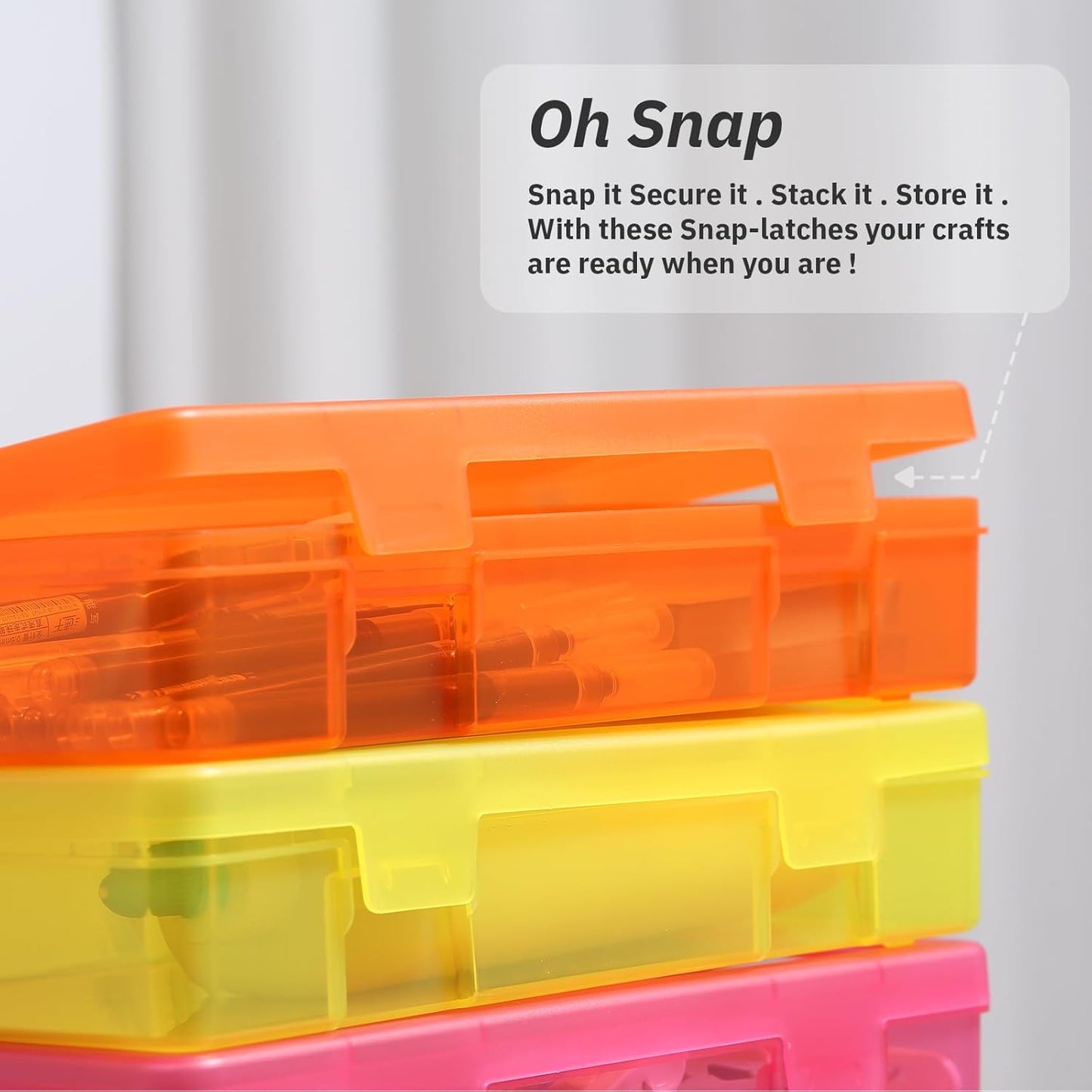 Novelinks Plastic Storage Bins - Stackable Mini Clear Organizers with Lids | 9 Pack Medium Size