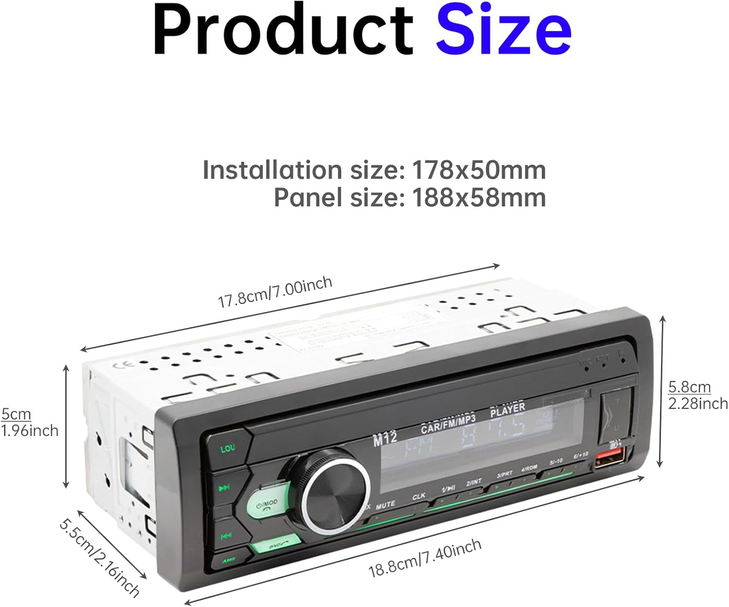 ePathChina 12V MP3 FM/MP3/WMA/FLAC/AUX/TF Car Audio Bluetooth LCD Single DIN Car Stereo, Car Radio Player