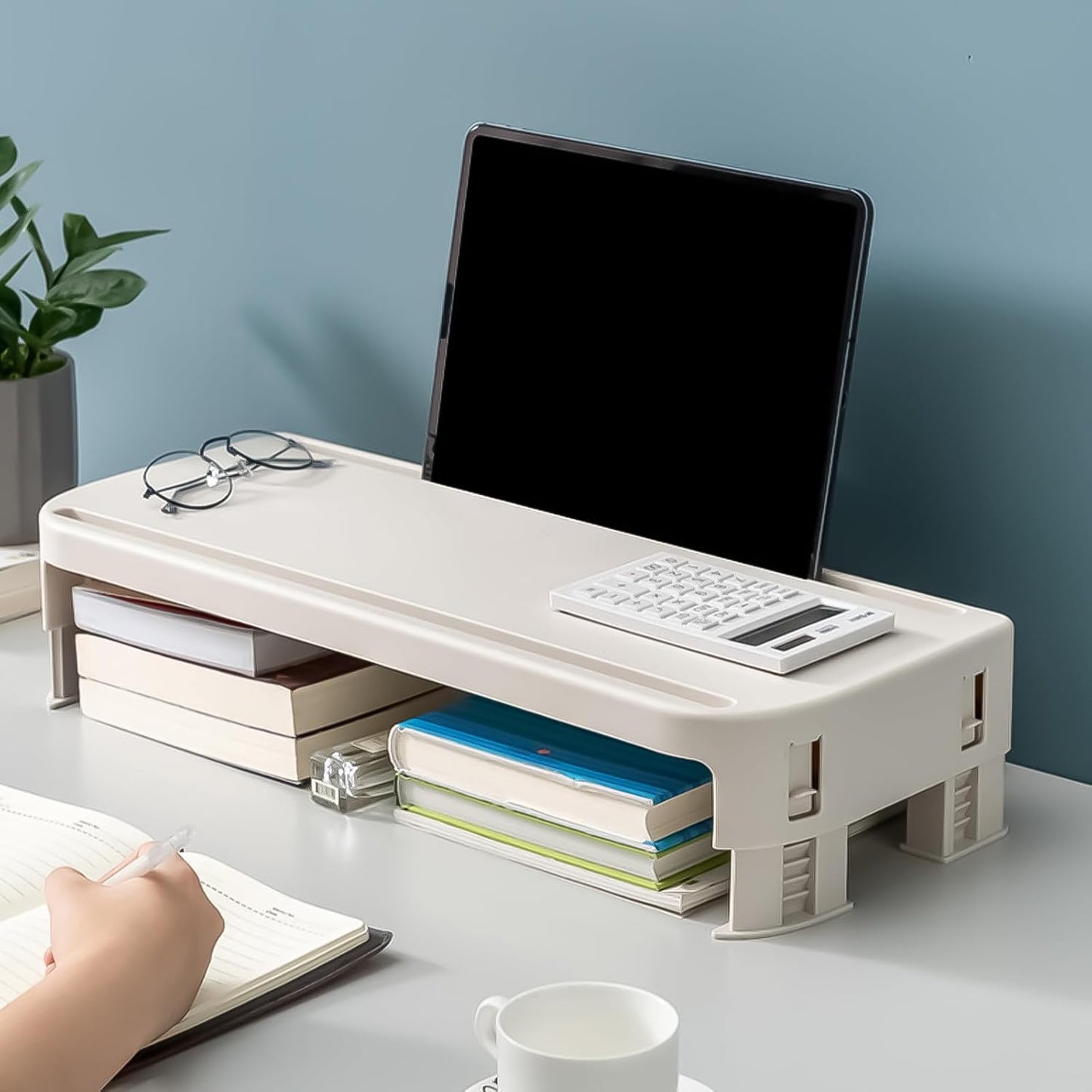 TINGUT 118mm Convenient Desk Screen Stand for Desktop & Laptops,Table Risers Up to Height Adjustment Improve Efficiency