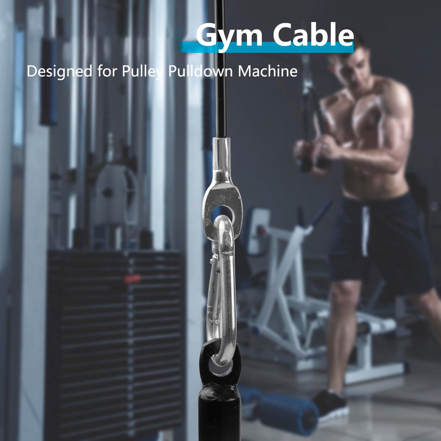 LFJ Replacement Gym Cable Fitness Pulley Cable Steel Wire Rope for Cable Machine Home Gym Weight Lift Pulley System (Fixed Length, 79")