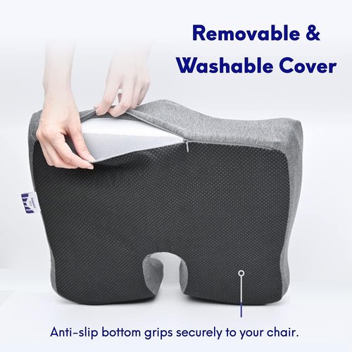 Cushion Lab Pressure Relief Seat Cushion - Extra-Dense Memory Foam for Comfort | Black for Office & Home Use