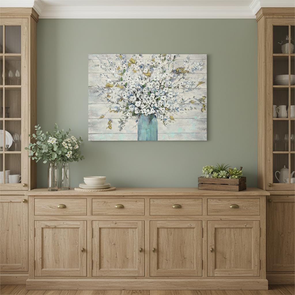 SD SOFT DANCE Abstract Flower Canvas Wall Art - Floral Bouquet in Vase Picture with Gold Foil Accent, Botanical Painting Decor for Living Room Bedroom, Modern Farmhouse Artwork Ready to Hang, 36"x24"