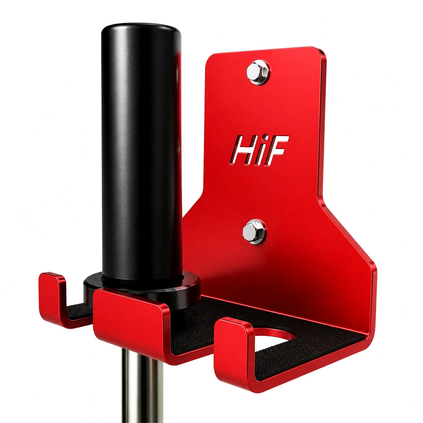 Olympic Barbell Hanger,Garage Gym Bar Wall Rack,Vertical Barbell Mount Rack,Space Saving Commercial or Home Gym Accessory,Holds Under 33mm Bar Size (Red 2 Hooks)