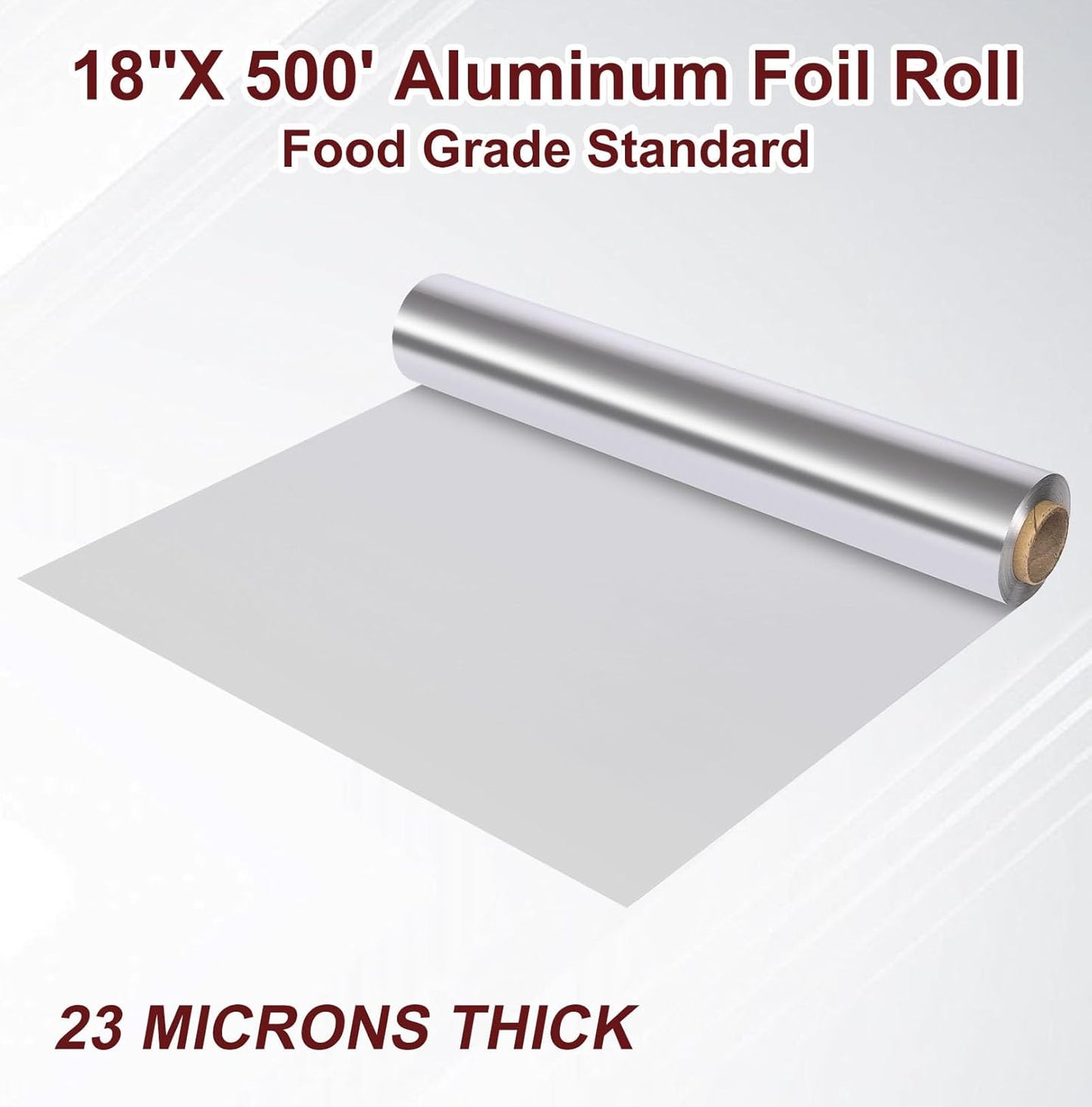 Skiennix Heavy Duty Aluminum Foil Roll - Food Safe 18 Inches x 500 FT for Cooking & Baking