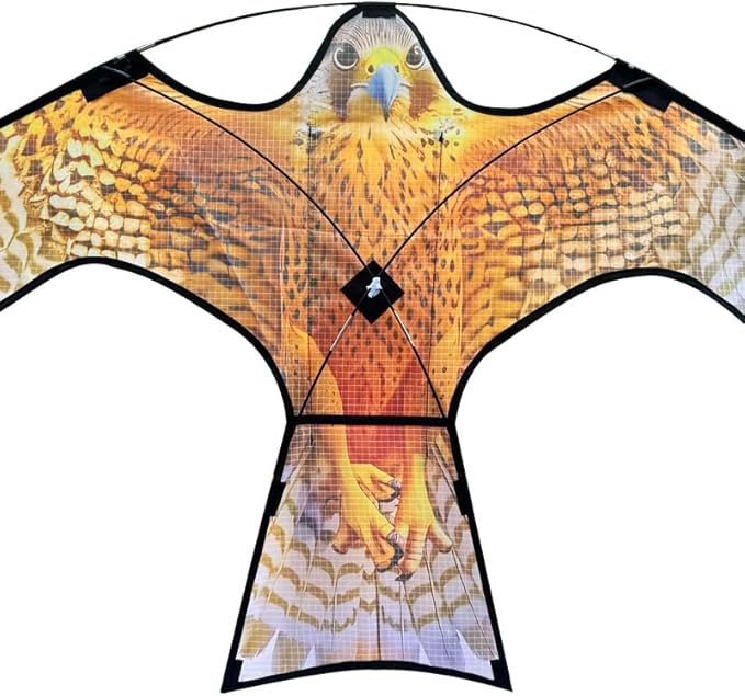 HENGDA KITE Bird Hawk Flying Kite with Pole Crops Farm Protector Bird Scarer Flying Kite with 4m Pole Yellow