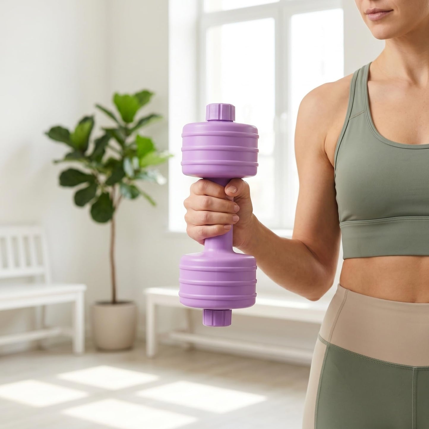 Abaodam Adjustable Dumbbell Shaped Water Bottles for Women 2 Pack Lightweight Fitness Equipment for Home Gym Office Body Shaping and Toning Arms Waist 9.84X3.54X3.54In