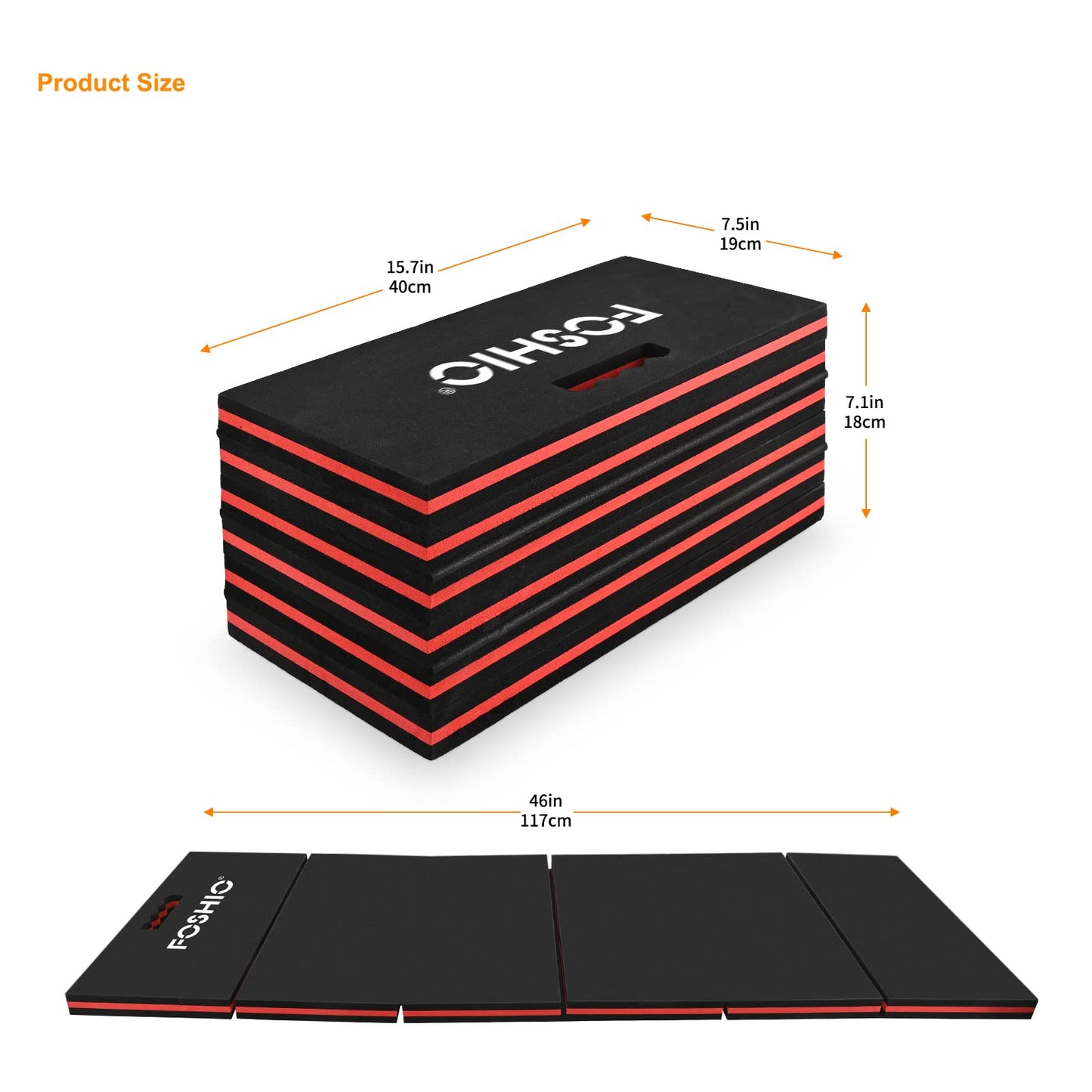 FOSHIO Foldable EVA Mat With Carrying Handles for Working Under Car, Kneeling, Garage, Picnicking, Gardening, Foam Sleeping for Camping, Home Gym (Red)