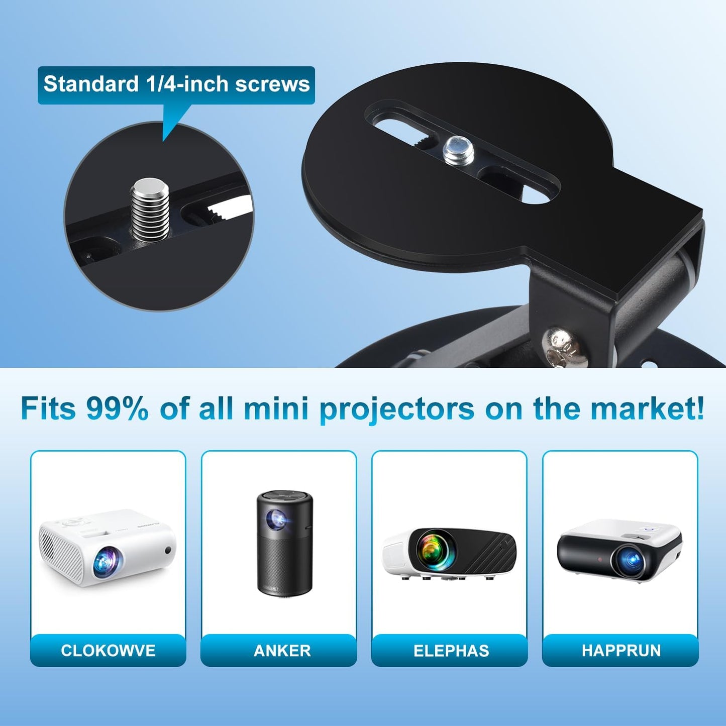 ZDSSY Setup, 3-in-1 1/4-Inch Mini Projector Stand Table, Desk, Ultra-Stable with Easy Compact Portable, Projector Mount