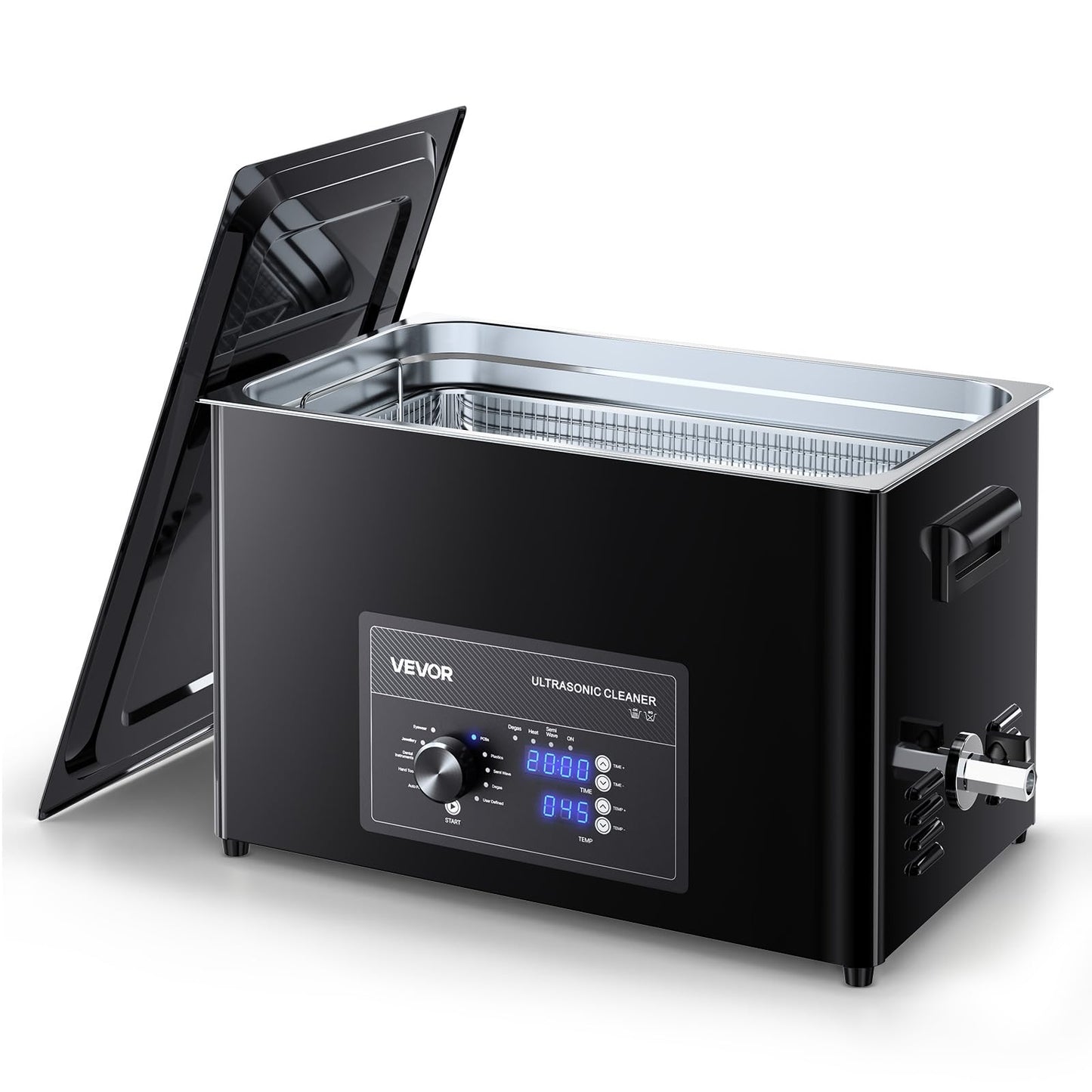 VEVOR 30L Ultrasonic Cleaner, Professional Ultrasonic Cleaner Machine with Knob Control, Stainless Steel Cleaning Machine with Basket and Cleaning Ball, for Watches, Razors, Jewelry, Coins and More