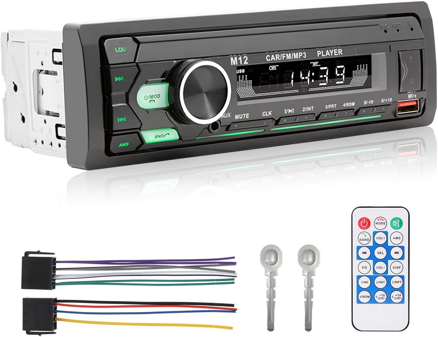 ePathChina 12V MP3 FM/MP3/WMA/FLAC/AUX/TF Car Audio Bluetooth LCD Single DIN Car Stereo, Car Radio Player