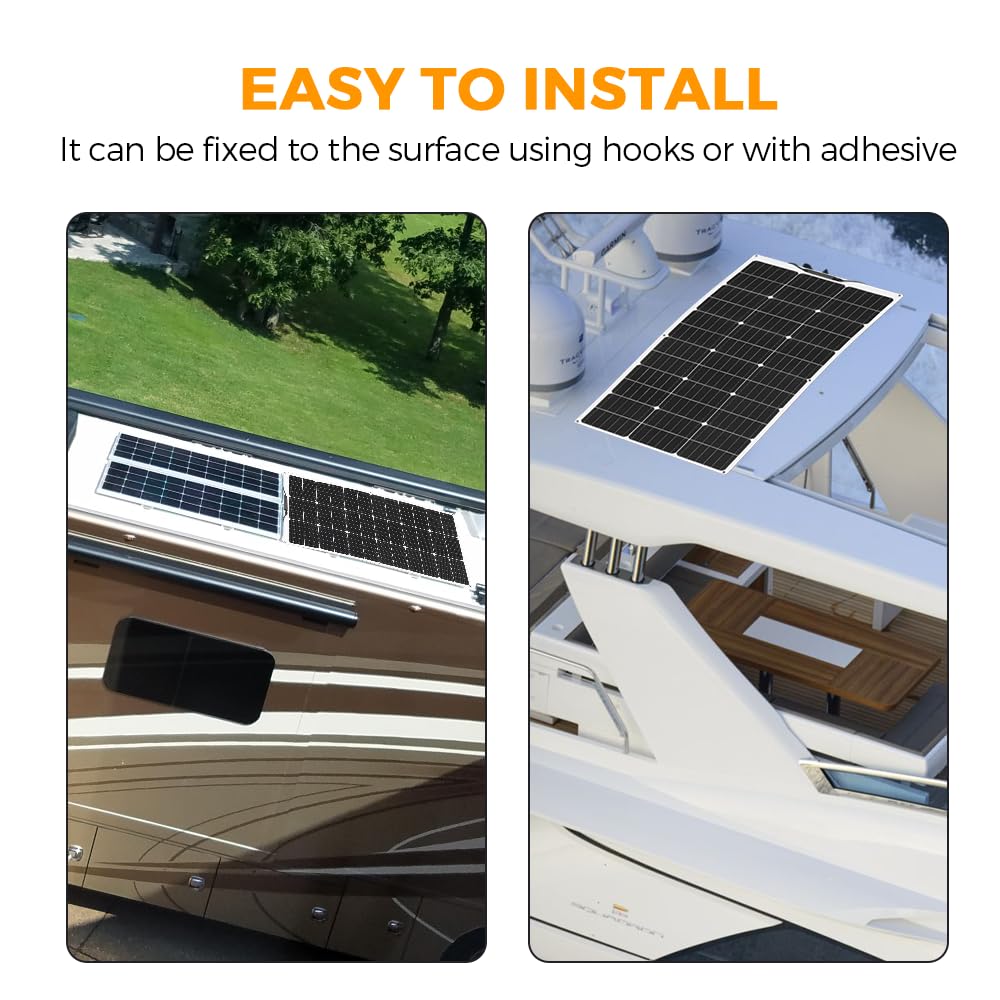 XINPUGUANG Solar Panel 12V 200W System Kit 100W Flexible Solar Panel Monocrystalline Battery Charger with Extension Cable 20A Charge Controller Power for RV Boat Cabin Car Trailer(200W-1)