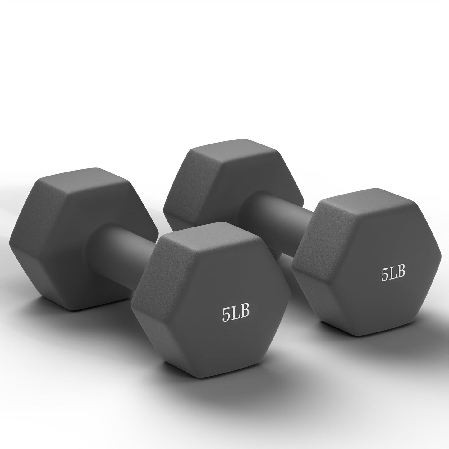 GRETERST Dumbbells Set Rubber Coated Hex Hand Weights Exercise & Fitness for Home Gym Workouts Strength Training Equipment, Grey, 5LB