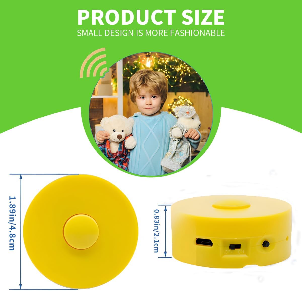 JRGKJCP 16 Minutes Voice Recorder, Record Custom Message for Crafts, Stuffed Bear, Baby Doll, and Pillow (Yellow)