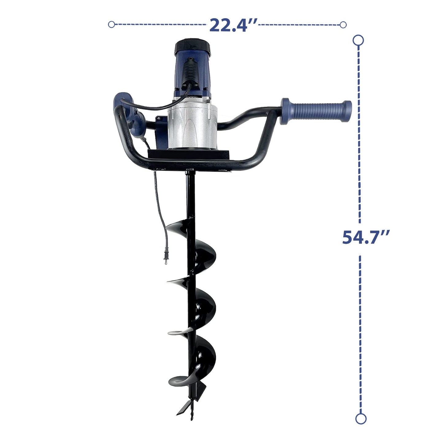 1500W Electric Post Hole Digger with 2 × 6-Inch Auger Bits – Heavy-Duty Earth Auger Drill for Fencing, Tree Planting, Gardening, Blue