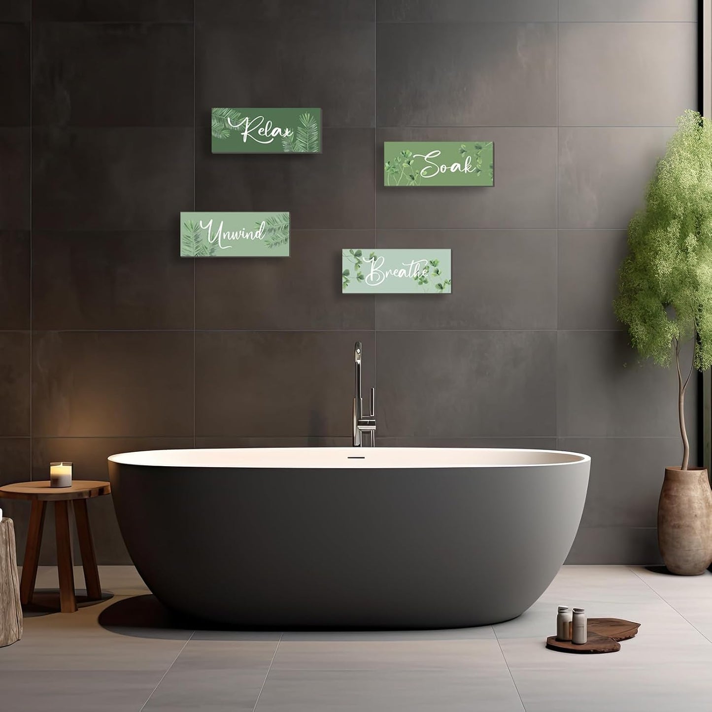 ONIZHITY Sage Green Bathroom Wall Decor - Relax, Soak, Unwind Wooden Signs | Rustic 10x4 Inch Home Accent