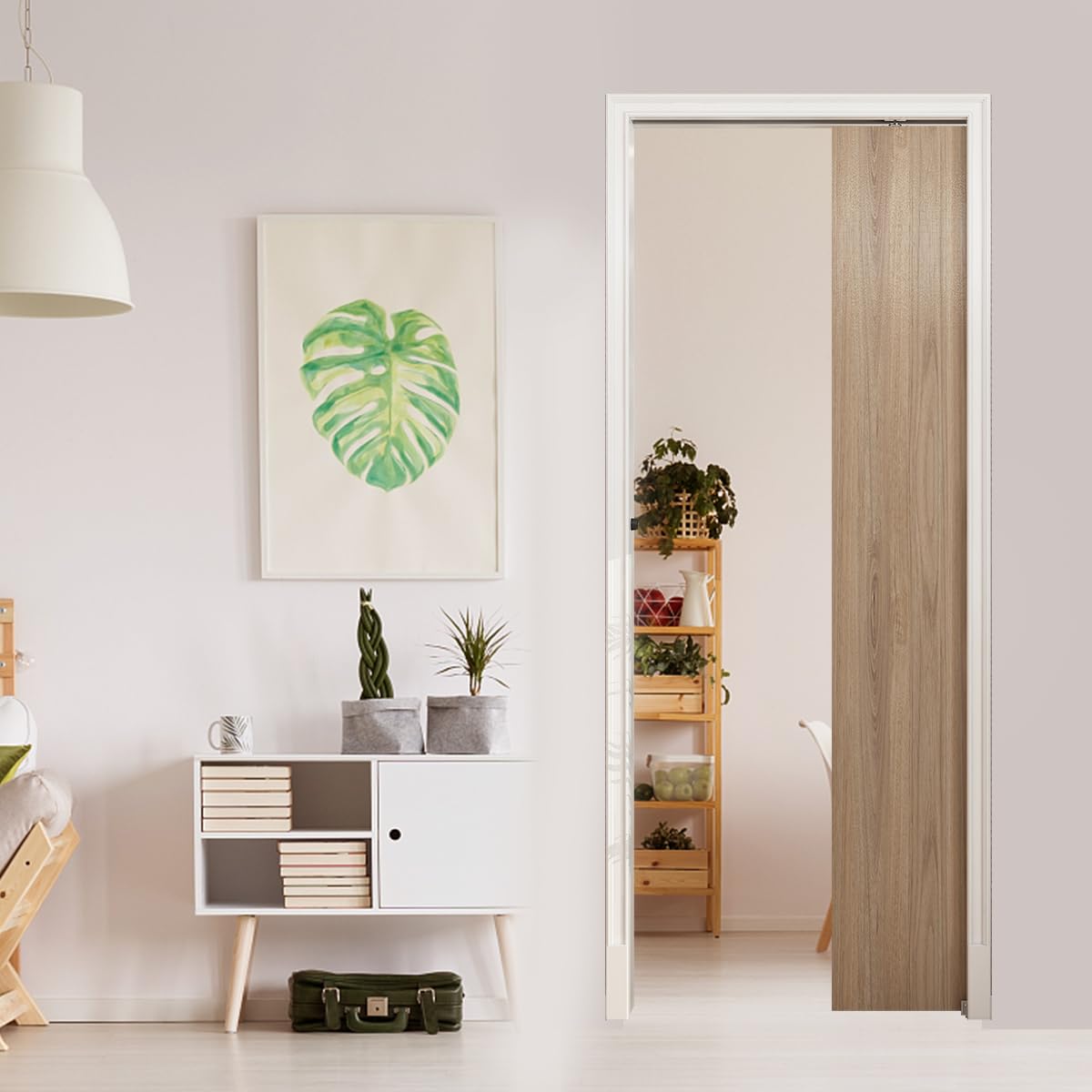 Pocket Door Hardware and Track Set, 48 Inch Sliding Door Aluminium Alloy Box Rail Hardware for Single Wooden Door,Silver
