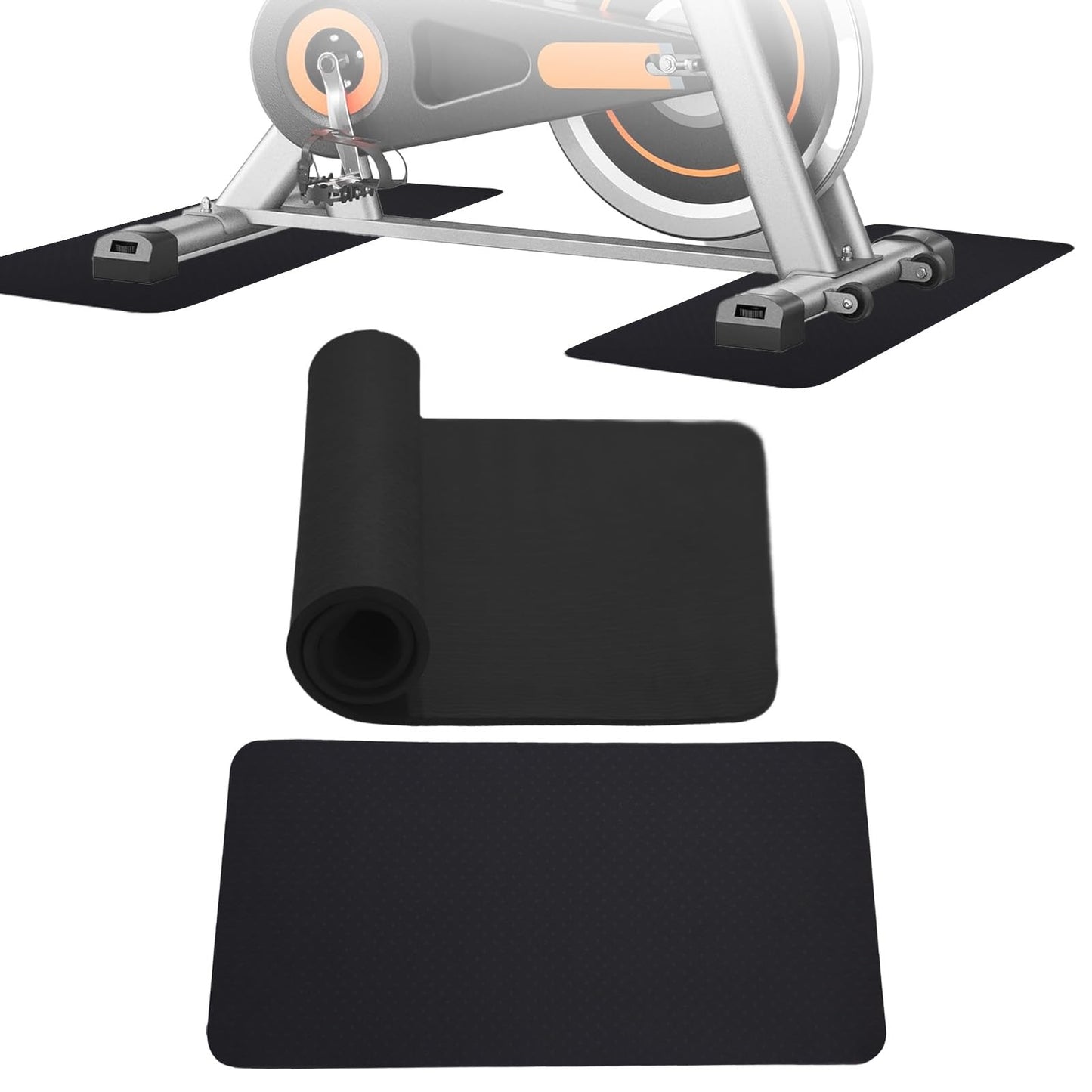 2PCS 0.24" Thick Mat Pads for Peloton Bike & Concept 2 Rower – Non-Slip Compact Floor Protectors for Small Spaces, Home Gym Use on Hardwood, Carpet & Tile, 25"x11.8"