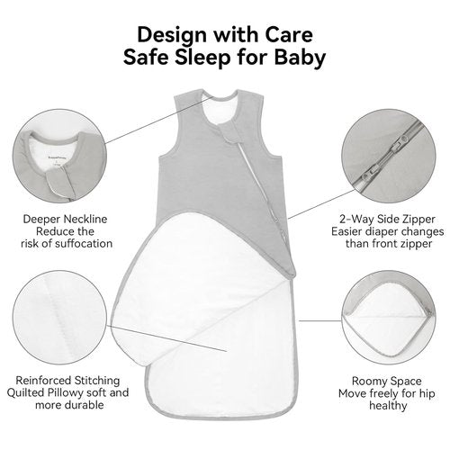 BubblePanda Bamboo Sleep Sack - Soft 1.0 Tog Toddler Blanket for 6-12 Months | 2-Way Zipper Design