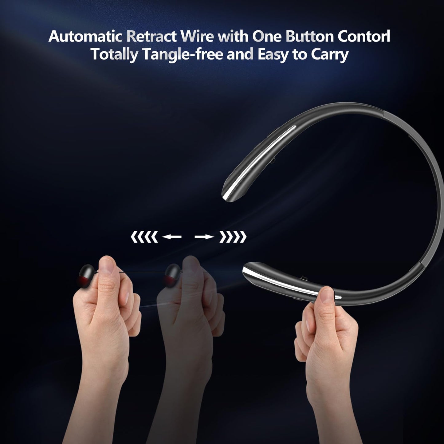 Gardway 5.4 Earbud,CVC8.0 16Hrs Headset Neckband Bluetooth Headphones, Bluetooth Wireless Headphone with Retractable