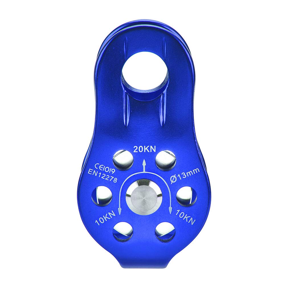 Omabeta Pulley, Heavy-Duty Aluminium Alloy Construction with Smooth Rotation, Single Rope Pulley Block, for Climbing and Hauling, Blue, for 8-12mm Rope
