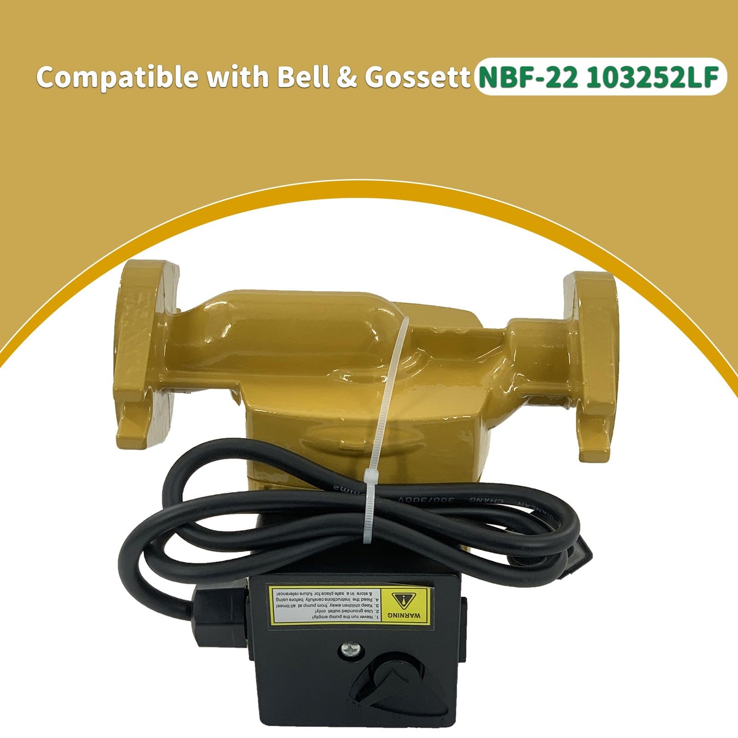 NBF-22 Hot Water Circulator Pump, 1/25 HP 115V 60Hz, Compatible with Bell & Gossett 103252LF Lead-Free Bronze Recirculating Pump, for Potable Water/Nbf and SSF