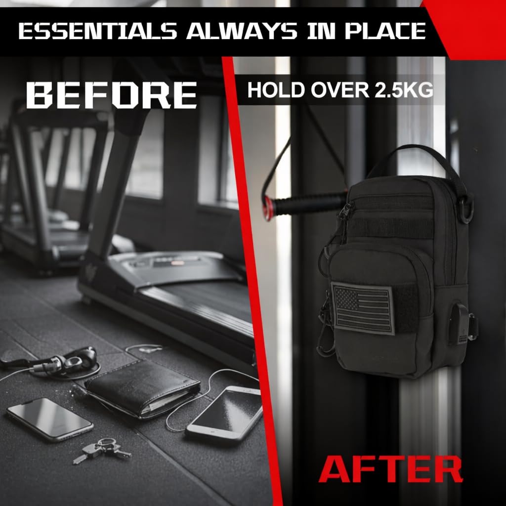 LEPHYON Magnetic Gym Bag, Small Gym Bag for Men & Women, Crossbody Sling Bags with Strong Magnets, USB Charging Port, Multi-Carry Design, Perfect for Travel Workout Sports, Best Gift for Fitness Lover