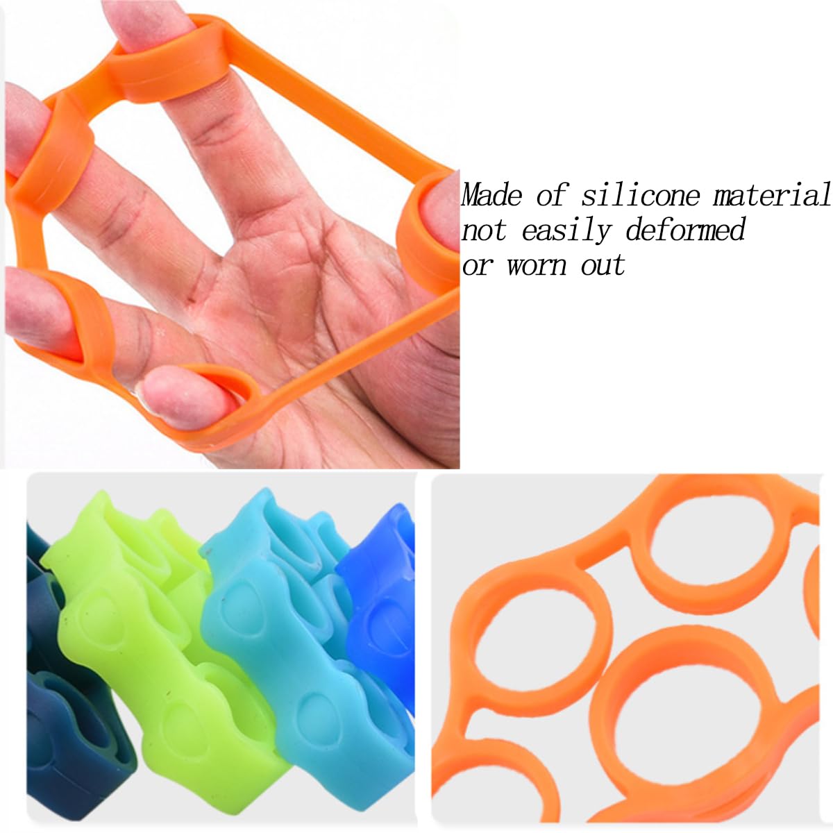 LAIYOHO 6 Pack Finger Strengthener - 3 Resistance Levels Silicone Exerciser - Hand Grip Trainer for Fitness, Guitar & Rock Climbing