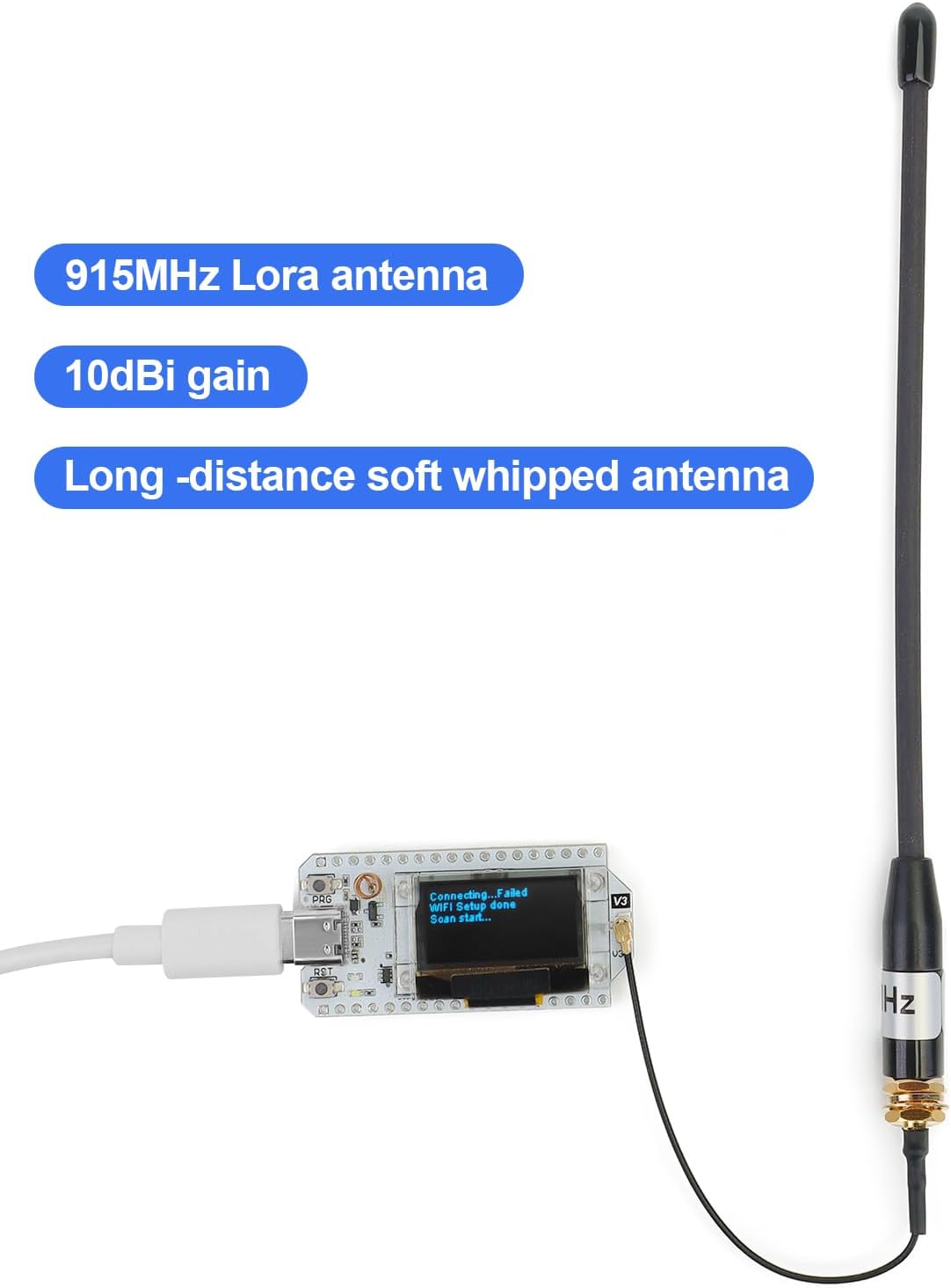 MakerHawk 915MHz 10dBi 17cm (2 Pack) Antenna Gain for Meshtastic LoRa Long Range Soft Whip Antenna, Omni SMA Male Black