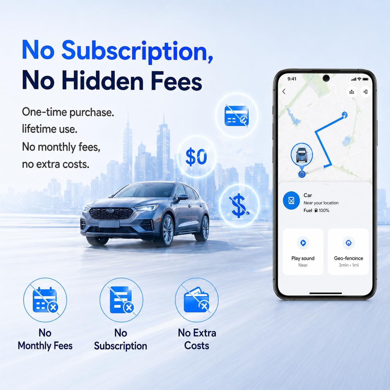 JNLIK GPS Tracker for Vehicles,Magnetic Waterproof Car Tracker, No Monthly fees, Mini Portable GPS Tracker for Cars