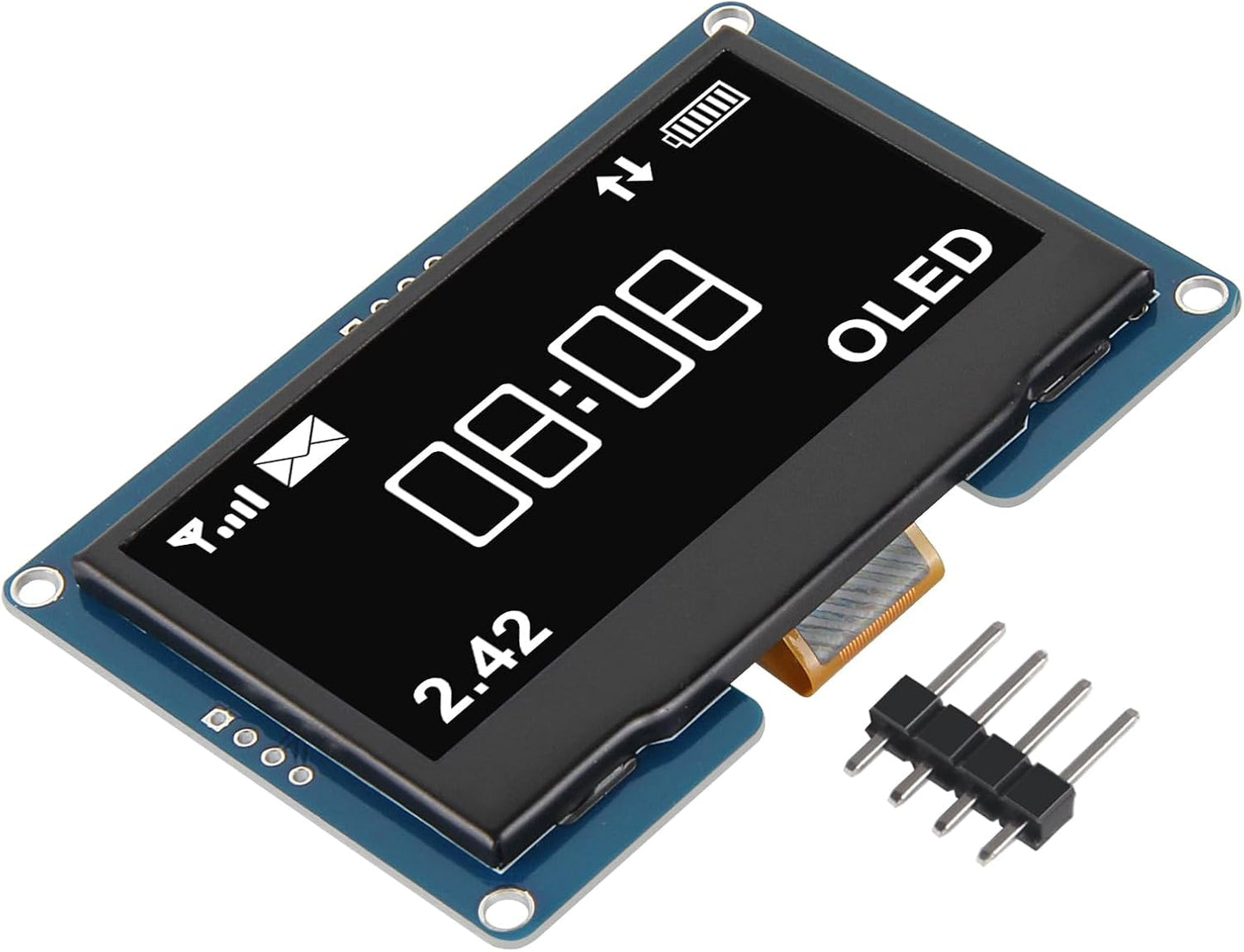 AITRIP 2PCS 2.4" 2.42 inch 128x64 SSD1309 12864 4 I2C R3 C51-White OLED LCD Display Module Pin IIC Serial Interface